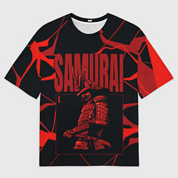 Футболка оверсайз мужская Красный самурай с красными разводами, цвет: 3D-принт
