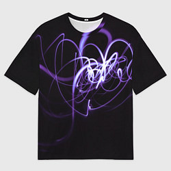 Футболка оверсайз мужская Неоновый узор - Фиолетовый, цвет: 3D-принт