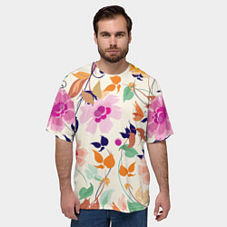 Футболка оверсайз мужская Summer floral pattern, цвет: 3D-принт — фото 2