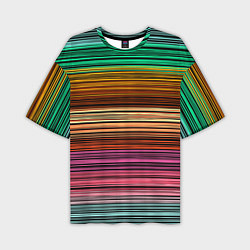 Футболка оверсайз мужская Multicolored thin stripes Разноцветные полосы, цвет: 3D-принт
