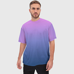 Футболка оверсайз мужская PINK-BLUE GRADIENT ГРАДИЕНТ, цвет: 3D-принт — фото 2