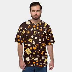 Футболка оверсайз мужская COFFEE PREPARATION TEXTURE, цвет: 3D-принт — фото 2