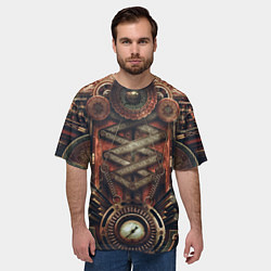 Футболка оверсайз мужская Mechanical device in Steampunk Retro style, цвет: 3D-принт — фото 2