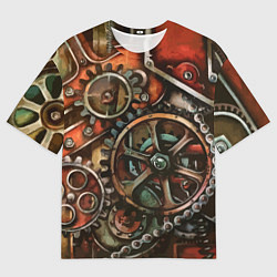 Футболка оверсайз мужская Механистическая композиция с шестерёнками и цепью, цвет: 3D-принт
