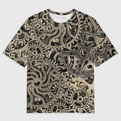 Мужская футболка оверсайз Ажурный узор из металлических шестерёнок в стиле С