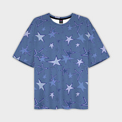 Футболка оверсайз мужская Gray-Blue Star Pattern, цвет: 3D-принт