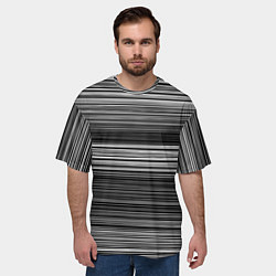 Футболка оверсайз мужская Black and white thin stripes Тонкие полосы, цвет: 3D-принт — фото 2