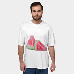 Футболка оверсайз мужская Дольки арбуза, цвет: 3D-принт — фото 2