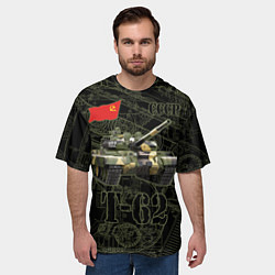 Футболка оверсайз мужская Танк Т-62 Советский средний танк Камуфляж, цвет: 3D-принт — фото 2