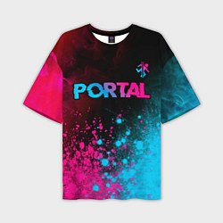 Мужская футболка оверсайз Portal Neon Gradient