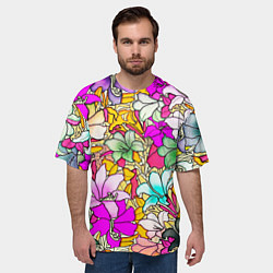 Футболка оверсайз мужская COLORED LILIES, цвет: 3D-принт — фото 2