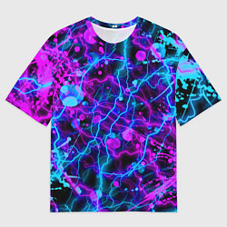 Футболка оверсайз мужская НЕОНОВЫЕ - КРАСКИ - МОЛНИИ, цвет: 3D-принт