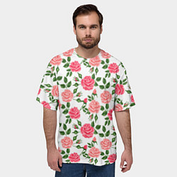 Футболка оверсайз мужская SOFT PINK ROSES, цвет: 3D-принт — фото 2