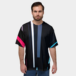 Футболка оверсайз мужская Неоновое множество фонарей - Белый, цвет: 3D-принт — фото 2