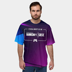 Футболка оверсайз мужская Rainbow Six Gaming Champion: рамка с лого и джойст, цвет: 3D-принт — фото 2