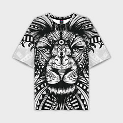 Футболка оверсайз мужская Черно белый Африканский Лев Black and White Lion, цвет: 3D-принт