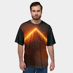 Футболка оверсайз мужская Неоновая крыша здания - Оранжевый, цвет: 3D-принт — фото 2