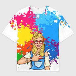 Футболка оверсайз мужская Oops Девушка, цвет: 3D-принт