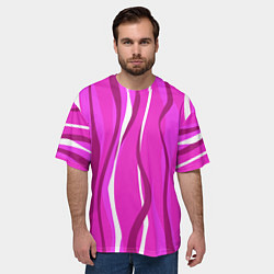 Футболка оверсайз мужская Розовые полосы, цвет: 3D-принт — фото 2