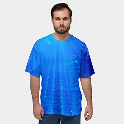 Футболка оверсайз мужская Неоновый фонари и лучи - Синий, цвет: 3D-принт — фото 2