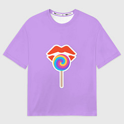 Футболка оверсайз мужская Red lips and lollipop, цвет: 3D-принт