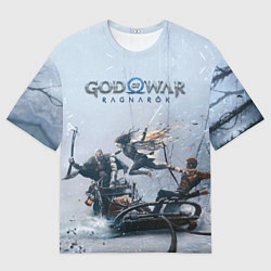 Футболка оверсайз мужская Кратос, Атрей и Фрея GOW Ragnarok, цвет: 3D-принт