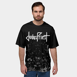 Футболка оверсайз мужская Judas Priest брызги, цвет: 3D-принт — фото 2