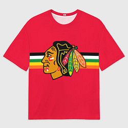Футболка оверсайз мужская Чикаго Блэкхокс форма, цвет: 3D-принт