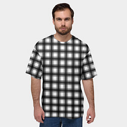 Футболка оверсайз мужская Black and white trendy checkered pattern, цвет: 3D-принт — фото 2