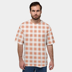 Футболка оверсайз мужская Light beige plaid fashionable checkered pattern, цвет: 3D-принт — фото 2