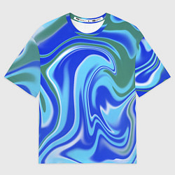 Футболка оверсайз мужская Тай-дай с синим, зелёным и белым цветом, цвет: 3D-принт
