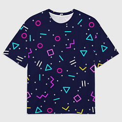 Футболка оверсайз мужская Neon geometric shapes, цвет: 3D-принт