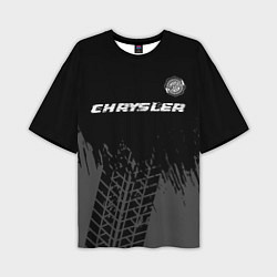 Мужская футболка оверсайз Chrysler Speed на темном фоне со следами шин