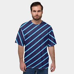 Футболка оверсайз мужская Бирюза в линию, цвет: 3D-принт — фото 2