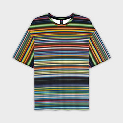 Мужская футболка оверсайз Абстрактное множество разноцветных линий