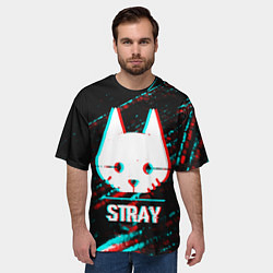 Футболка оверсайз мужская Stray в стиле glitch и баги графики на темном фоне, цвет: 3D-принт — фото 2