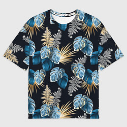 Мужская футболка оверсайз Свет неоновых листьев