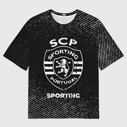 Футболка оверсайз мужская Sporting с потертостями на темном фоне, цвет: 3D-принт