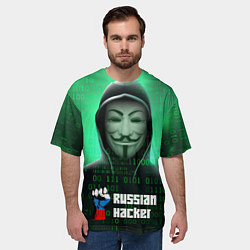 Футболка оверсайз мужская Russian hacker green, цвет: 3D-принт — фото 2