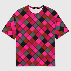 Мужская футболка оверсайз Розово-красный геометрический узор