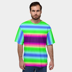 Футболка оверсайз мужская Яркие разноцветные размытые полосы, цвет: 3D-принт — фото 2