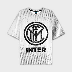 Мужская футболка оверсайз Inter с потертостями на светлом фоне