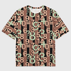 Футболка оверсайз мужская Коричневый узор Математика темный фон, цвет: 3D-принт