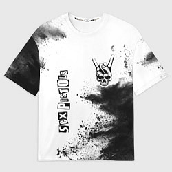 Мужская футболка оверсайз Sex Pistols и рок символ на светлом фоне