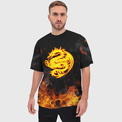 Футболка оверсайз мужская Огнедышащий дракон и пламя, цвет: 3D-принт — фото 2