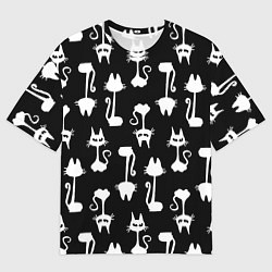 Футболка оверсайз мужская Перевёрнутые Коты, цвет: 3D-принт