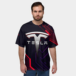 Футболка оверсайз мужская Тесла электросхемы, цвет: 3D-принт — фото 2