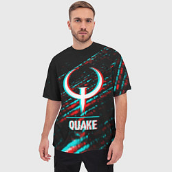Футболка оверсайз мужская Quake в стиле glitch и баги графики на темном фоне, цвет: 3D-принт — фото 2