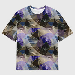 Футболка оверсайз мужская Полигональный абстрактный: бежевый, коричневый, си, цвет: 3D-принт