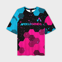 Футболка оверсайз мужская Apex Legends - neon gradient: символ сверху, цвет: 3D-принт